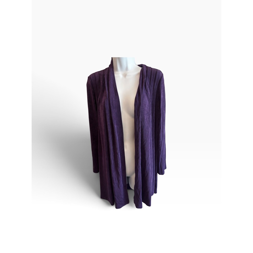 NWT Chico's Travelers Pleat Front Knit Jacket Size 1 M Purple Amethyst New